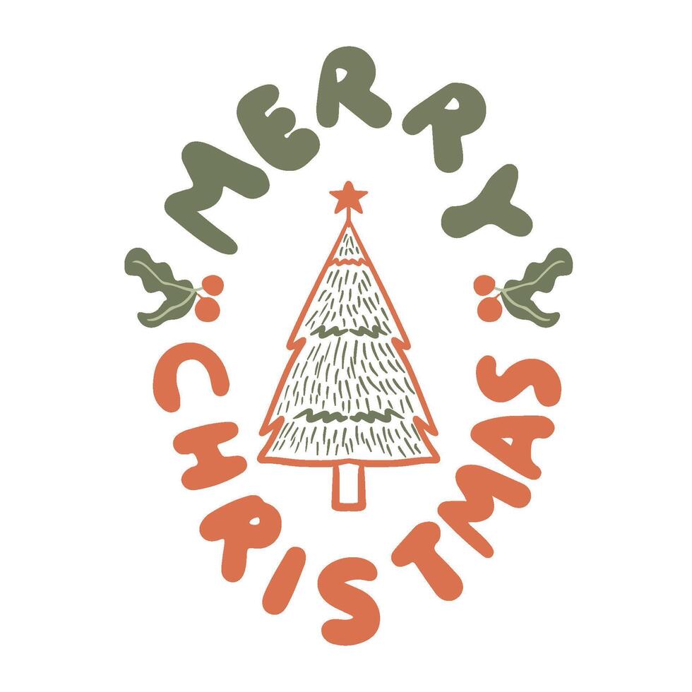 CHRISTMAS GREETINGS CARD STICKER CUTE TYPOGRAPHY DECORATION VINTAGE SIMPLE vector