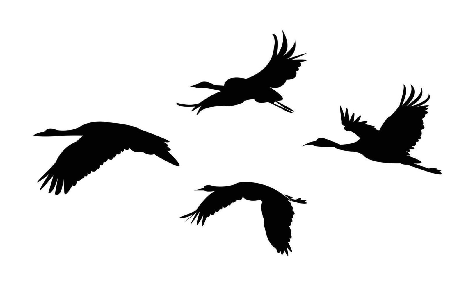Flying Crane Birds Black Silhouette Design vector