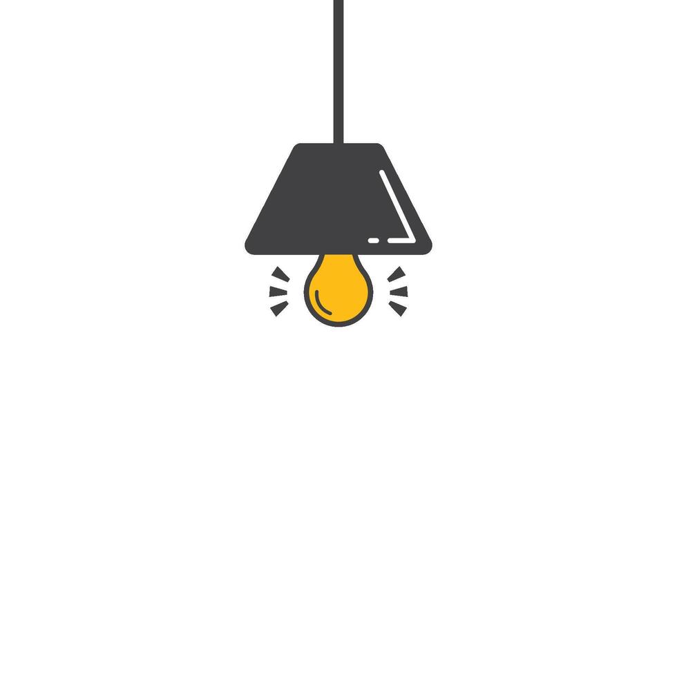 a hanging lamp with a bright bulb vector