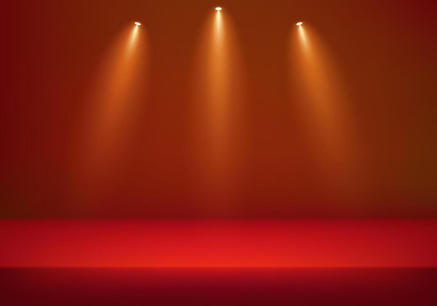 Empty Red studio background. wall room with lights. Space for selling products on the website. Background 3d. illustration. vector
