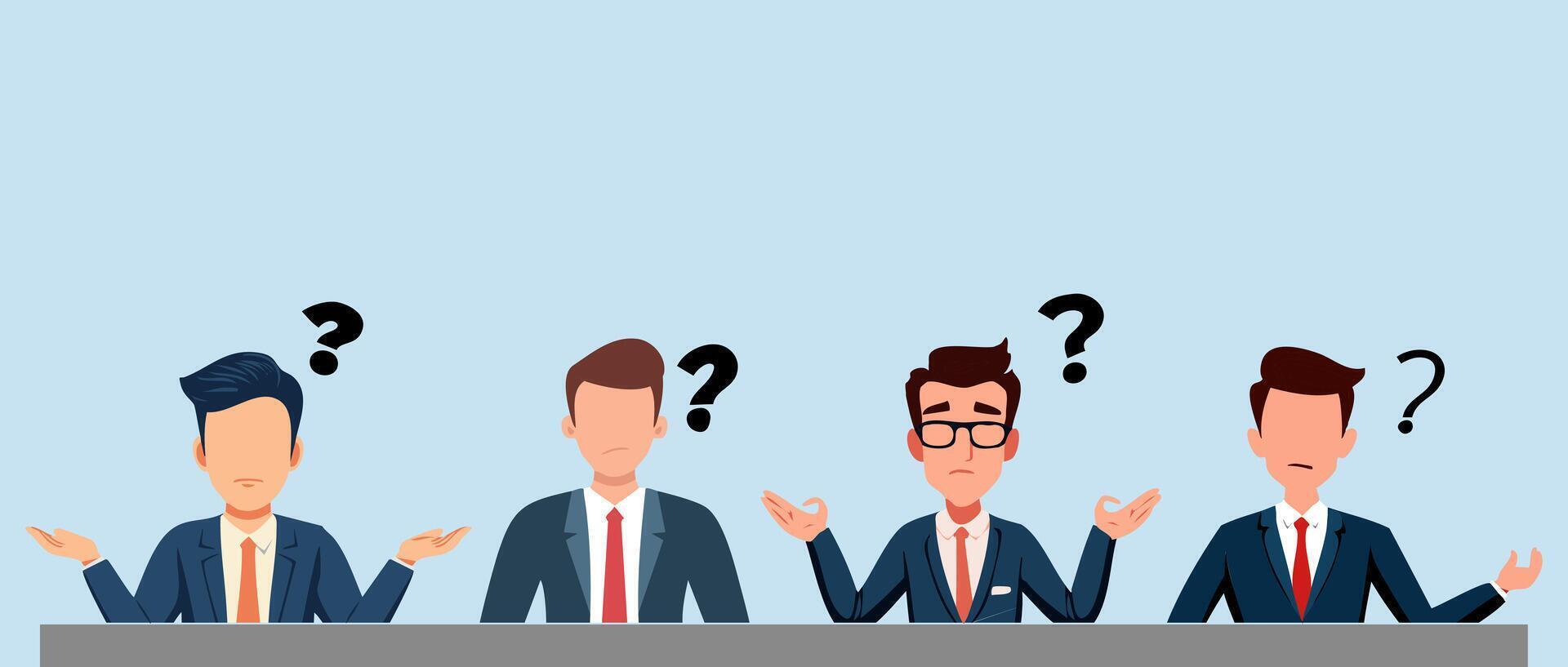 flat illustration of business team meeting and brainstorming, thinking for problem solution vector