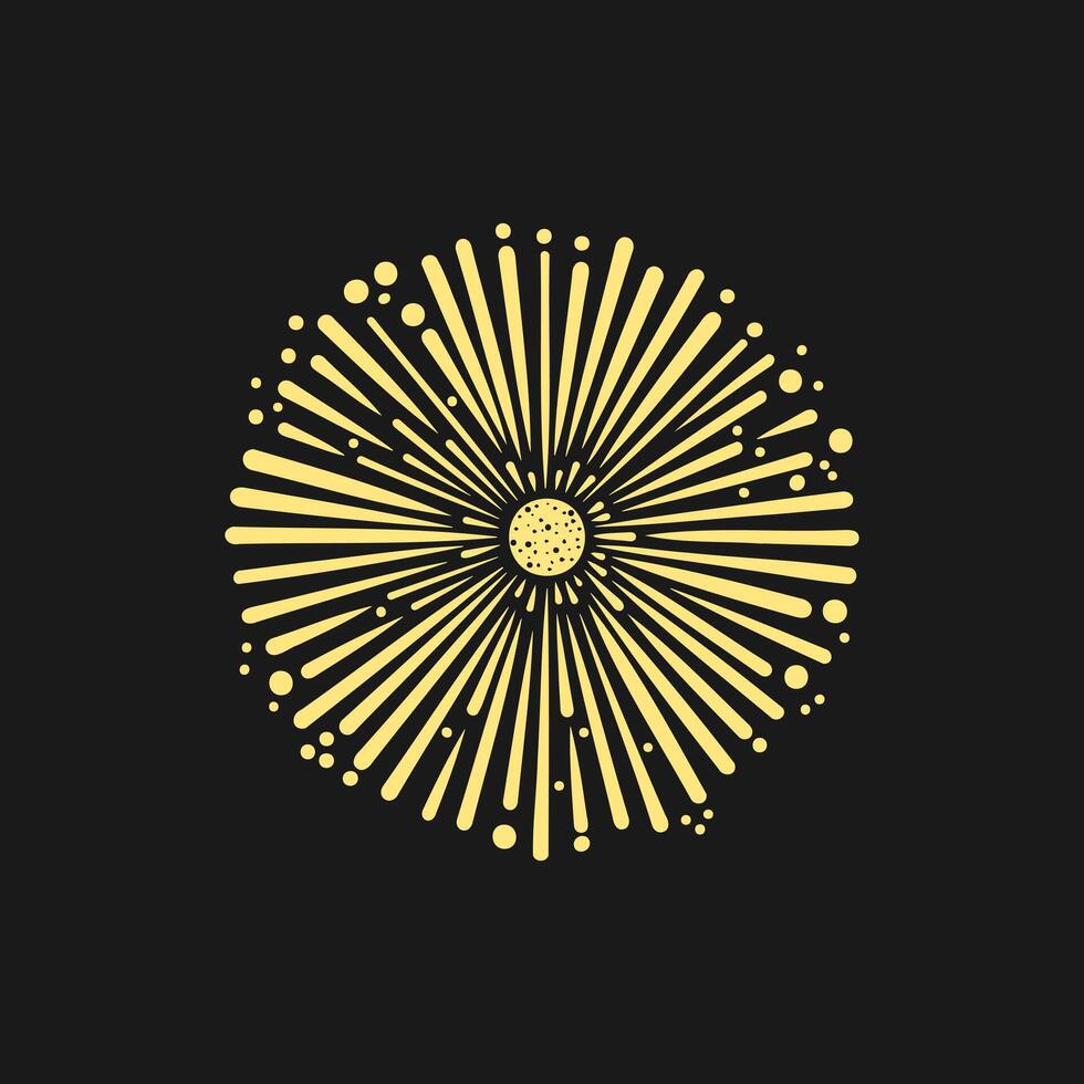 illustration of golden fireworks on a dark background vector