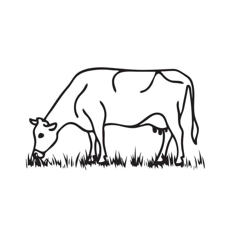 Cow Line Art vector