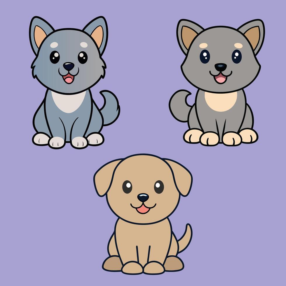 Set of Playful Prazsky Krysarik Dogs Sitting in Style Isolated Vectors
