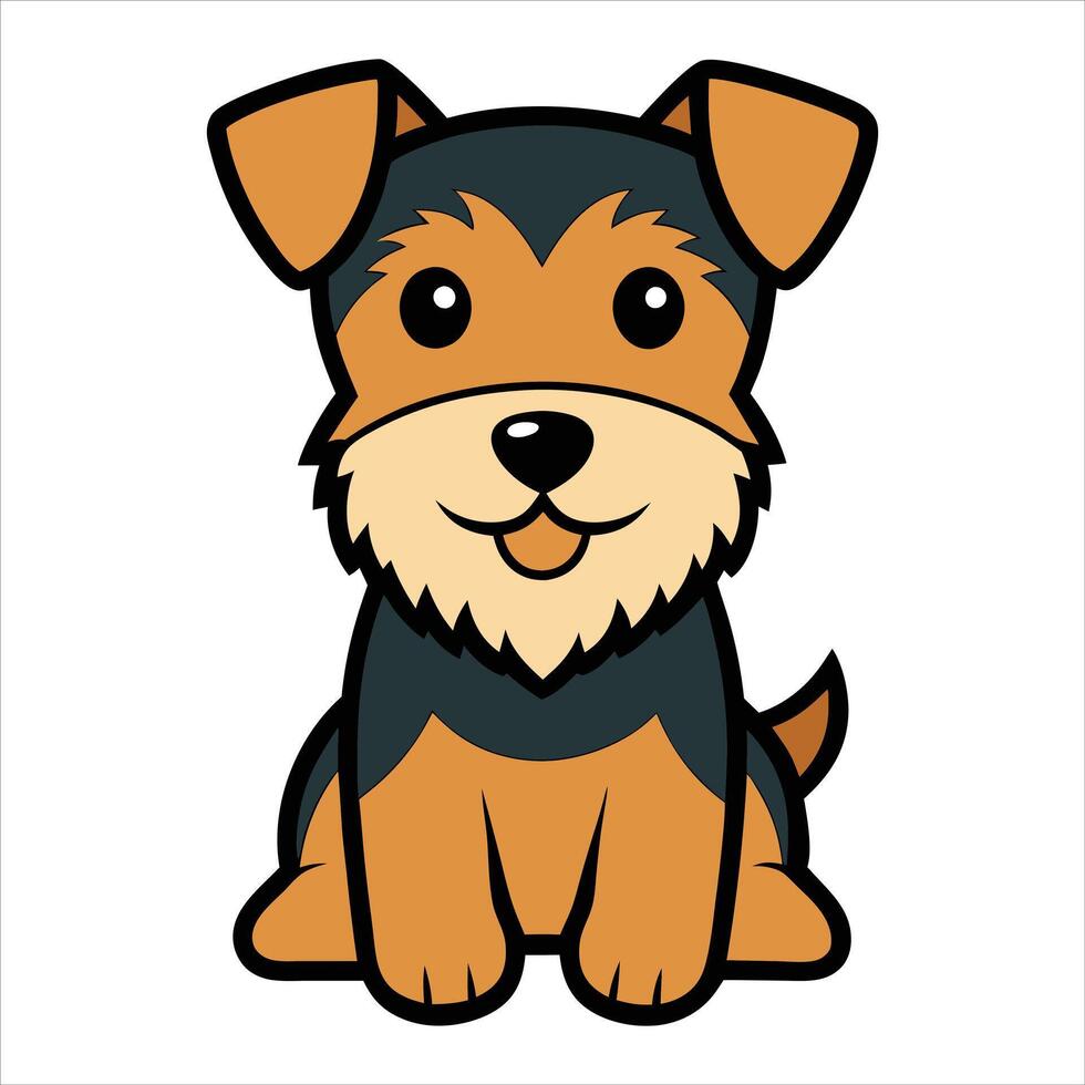 Precious Baby Welsh Terrier Dog Sitting Clipart vector