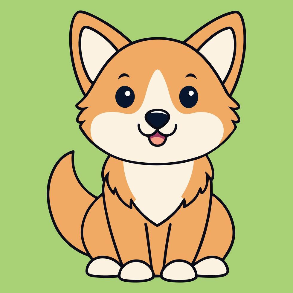 Cute Baby Volpino Italiano Sitting Illustration Design vector
