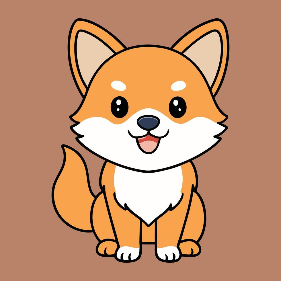 Endearing Baby Volpino Italiano Dog Sitting Clipart vector