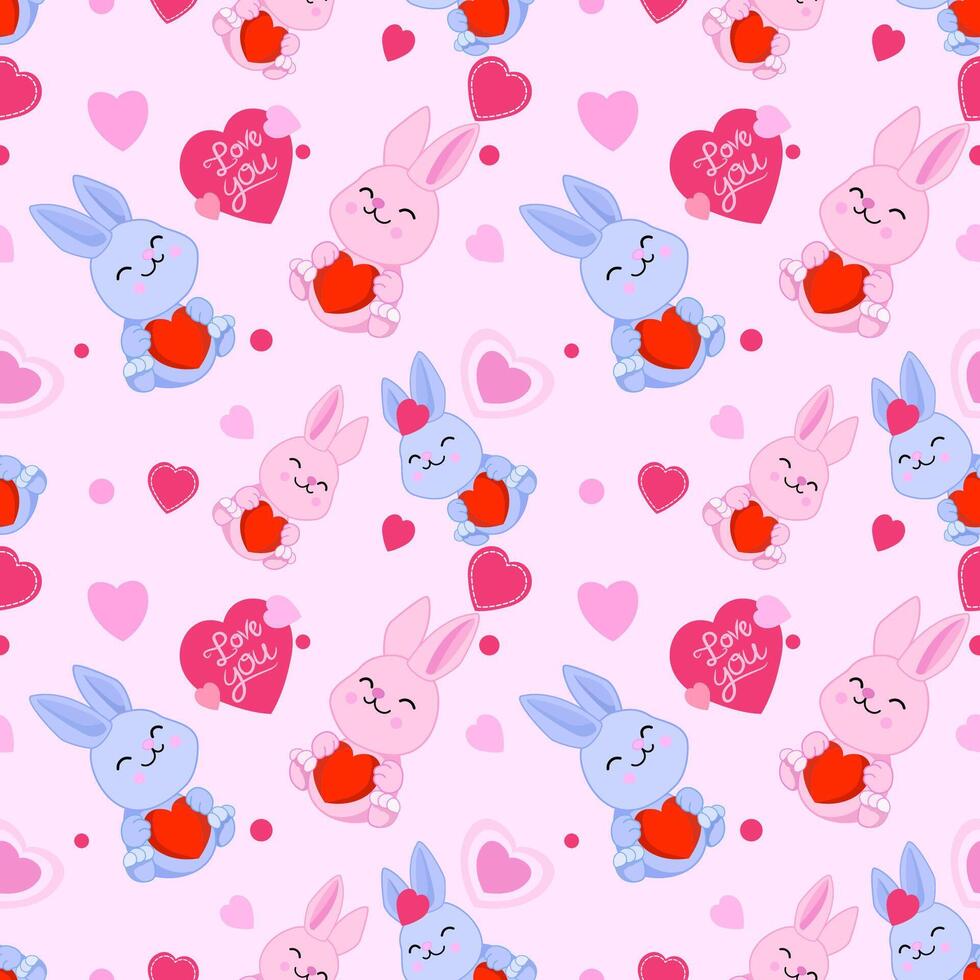 Valentine's concept with cute bunny and heart shape. vector