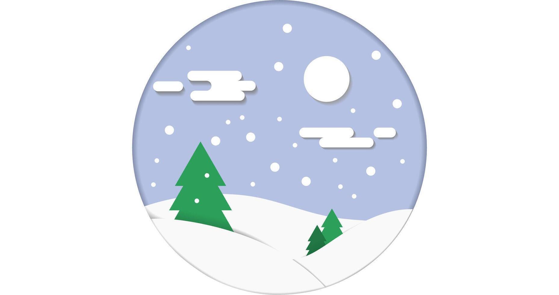 Winter Forest with Snow Paper Cut Flat Design vector