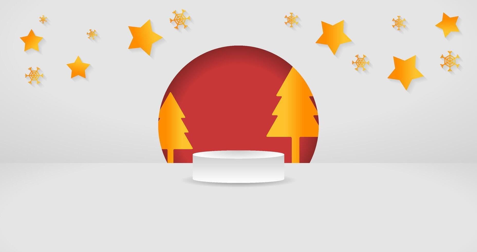 Grey Background with Christmas Elements in a Studio Room vector
