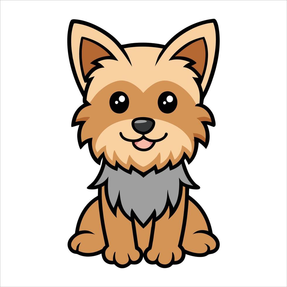 Lovely Baby Silky Terrier Dog Sitting Illustration vector