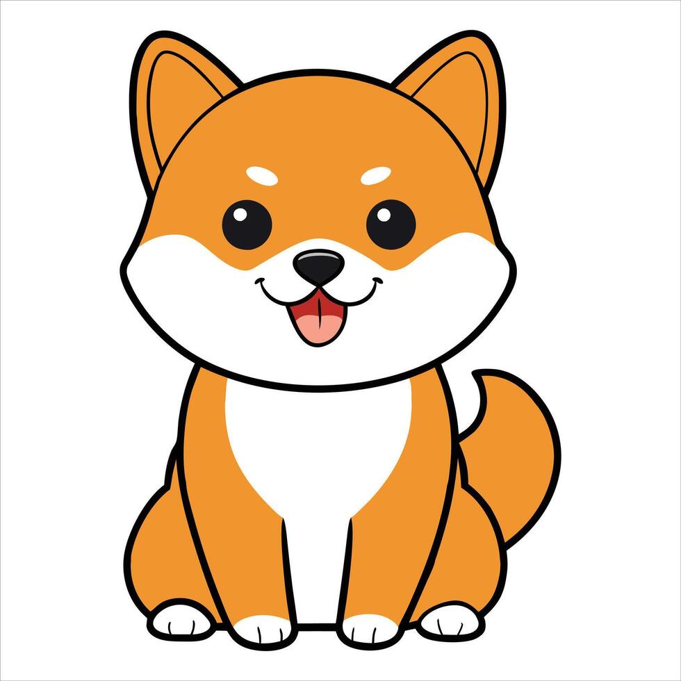 Lovely Baby Shiba Inu Sitting Illustration vector