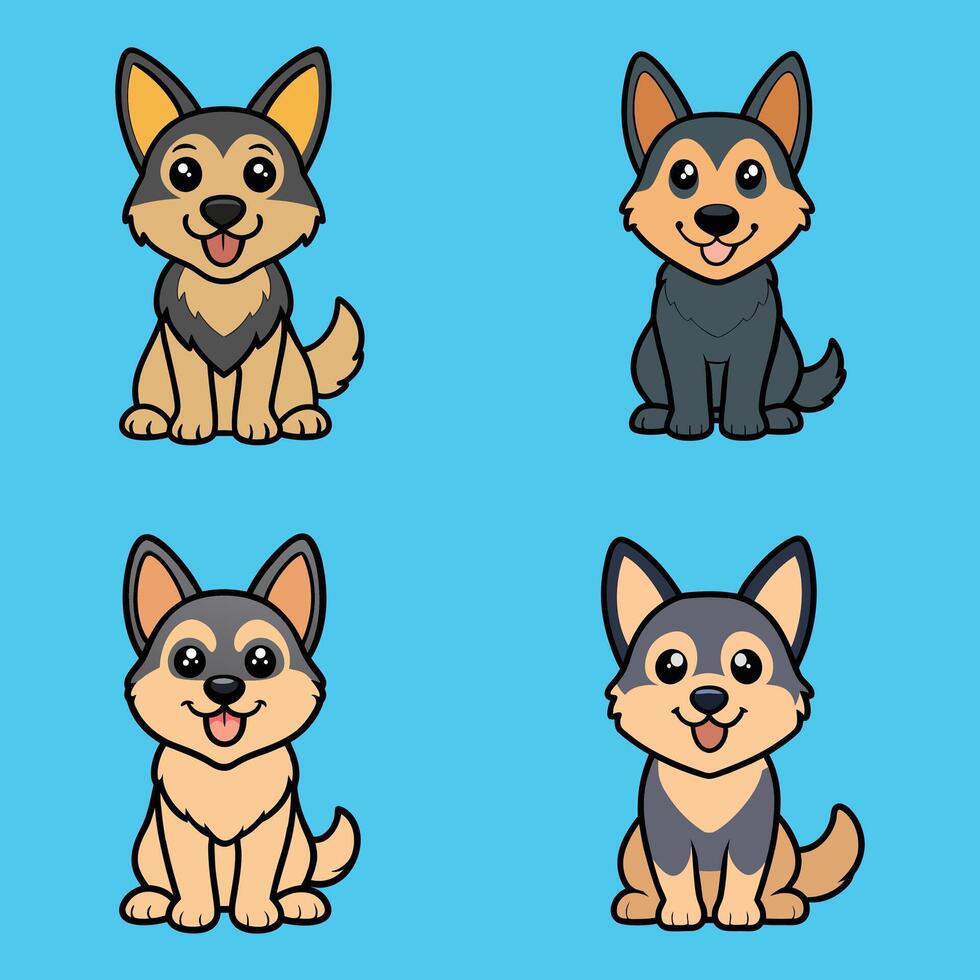 Charming Isolated Illustrations of Shiloh Shepherd Dogs Sitting vector