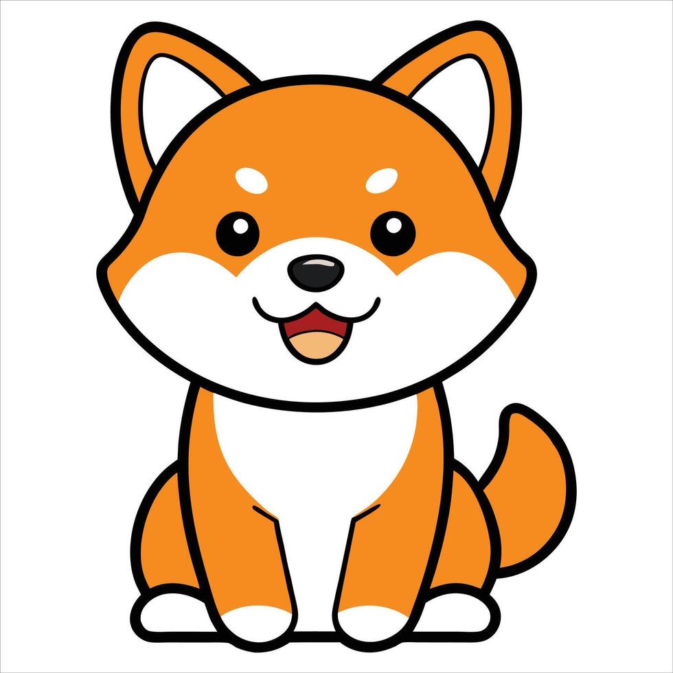 Innocent Baby Shiba Inu Sitting Clipart Drawing vector