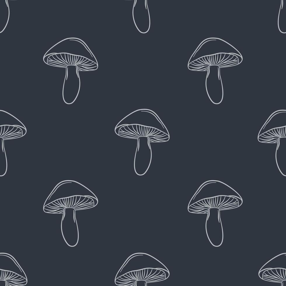 Seamless Pattern with Minimalist Mushroom Drawings vector