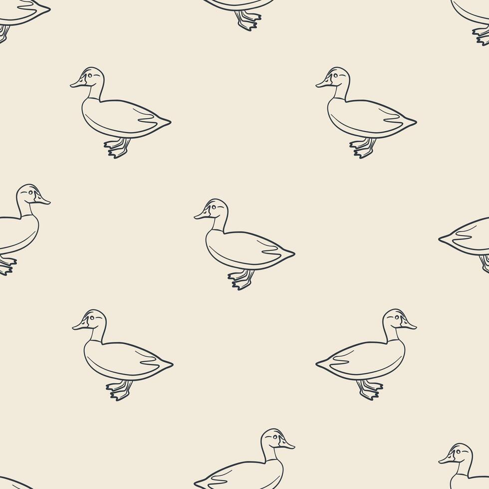 Seamless Pattern with Simple Line Art Ducks vector