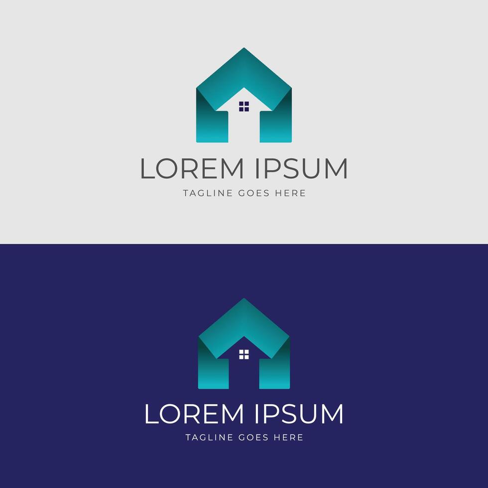 Simple Minimalist 3D Ribbon House Roof for Real Estate Property Logo Design vector