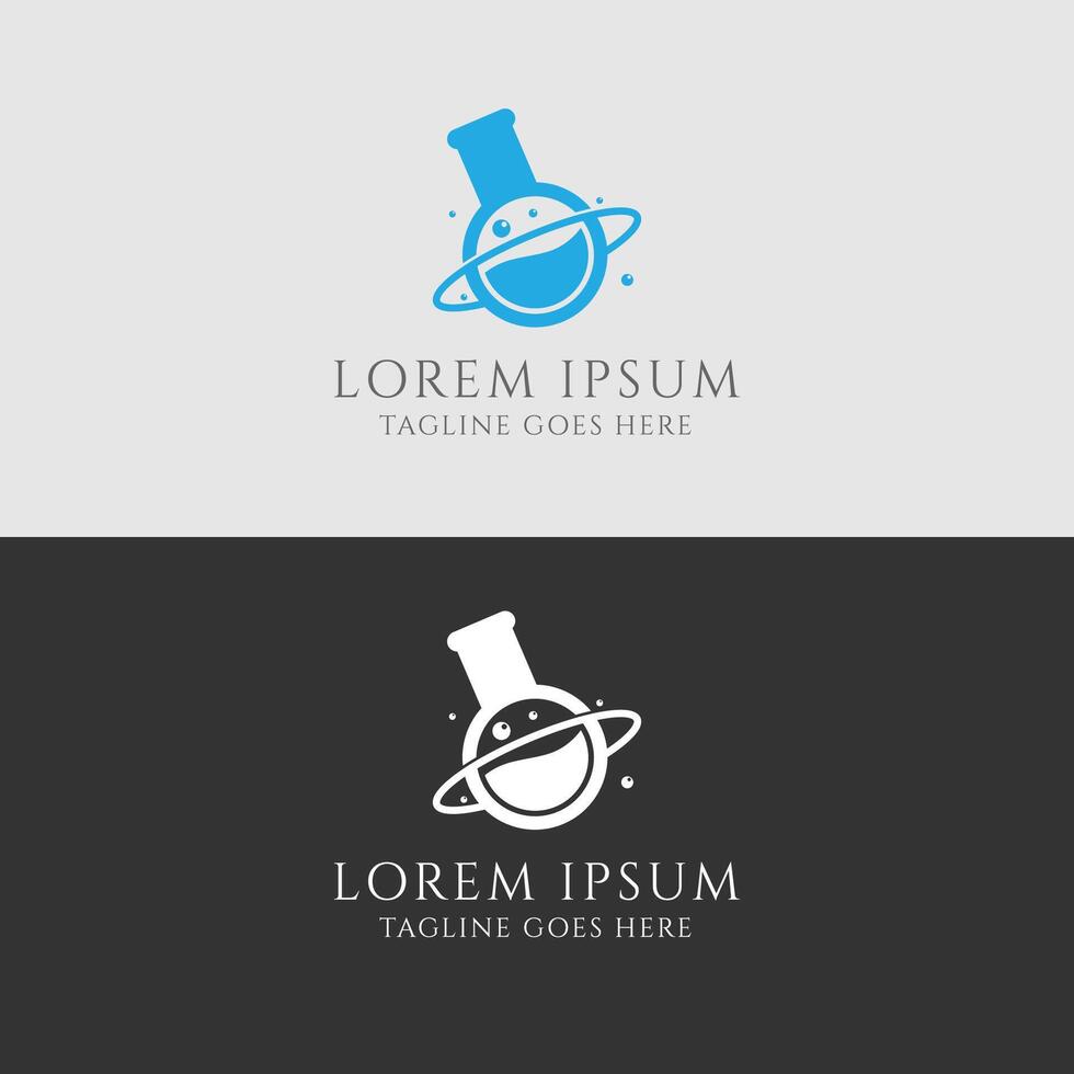 Planet Galaxy Space Lab Glass for Science Research Logo Design vector