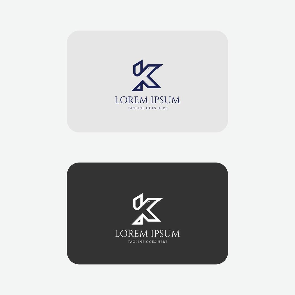 Initial Letter K with Eagle Hawk Falcon Icon Symbol Monogram Logo Design vector