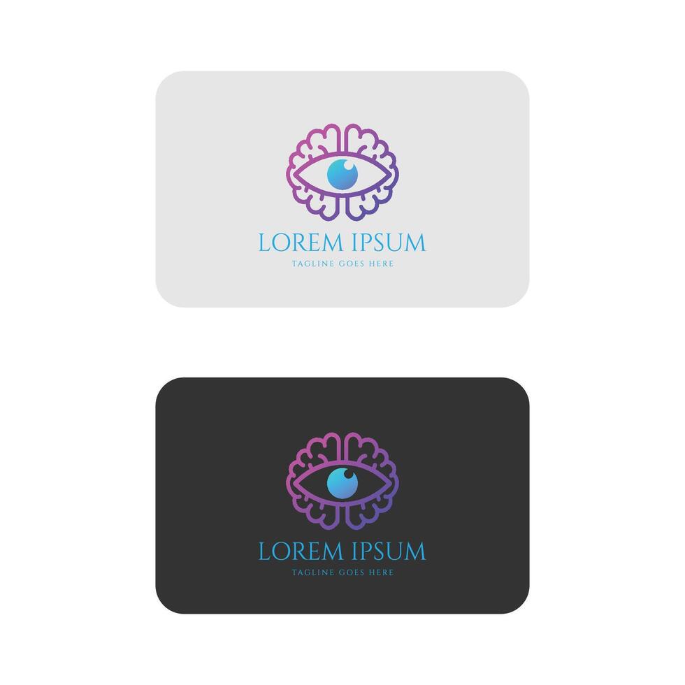 Simple Minimalist Modern Brain Eye Vision Logo Design vector