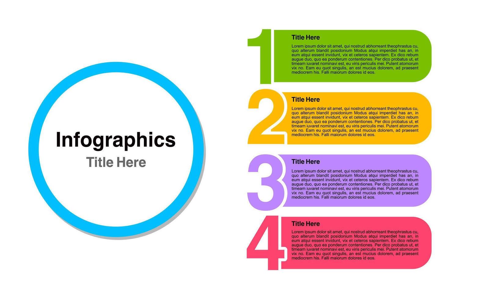 Four section infographic presents data with titles and descriptive text. vector