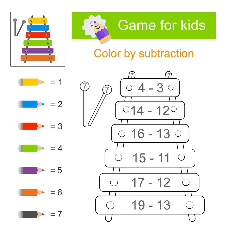 Math game for kids. Preschool worksheet activity. vector