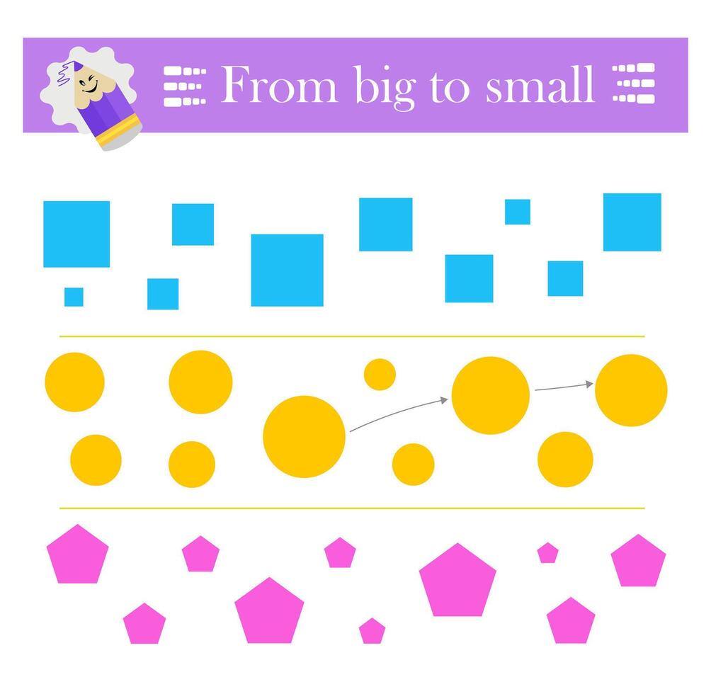 Form big to small. Puzzle game for kids. Attention tasks for children vector