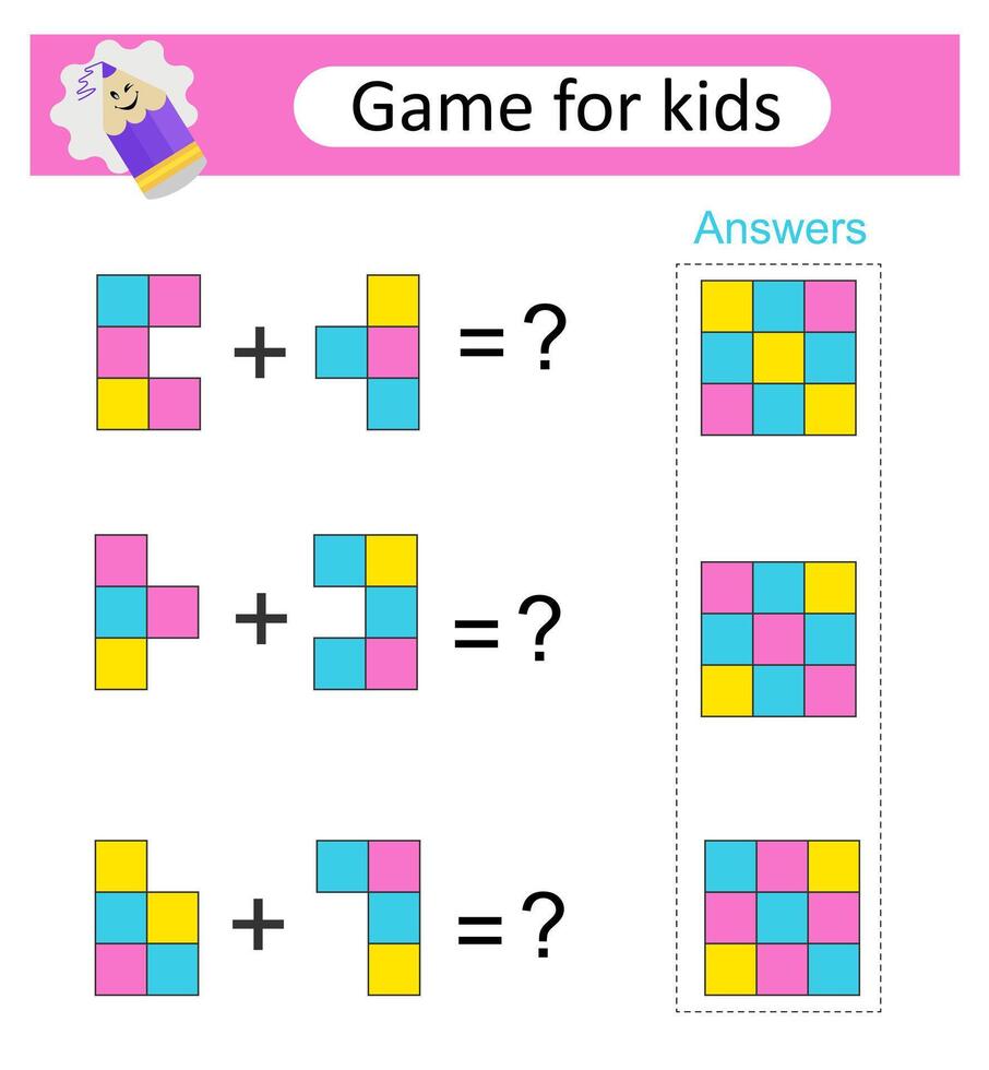 Attention tasks for children. IQ training test. Printable worksheet. Flat style desing vector