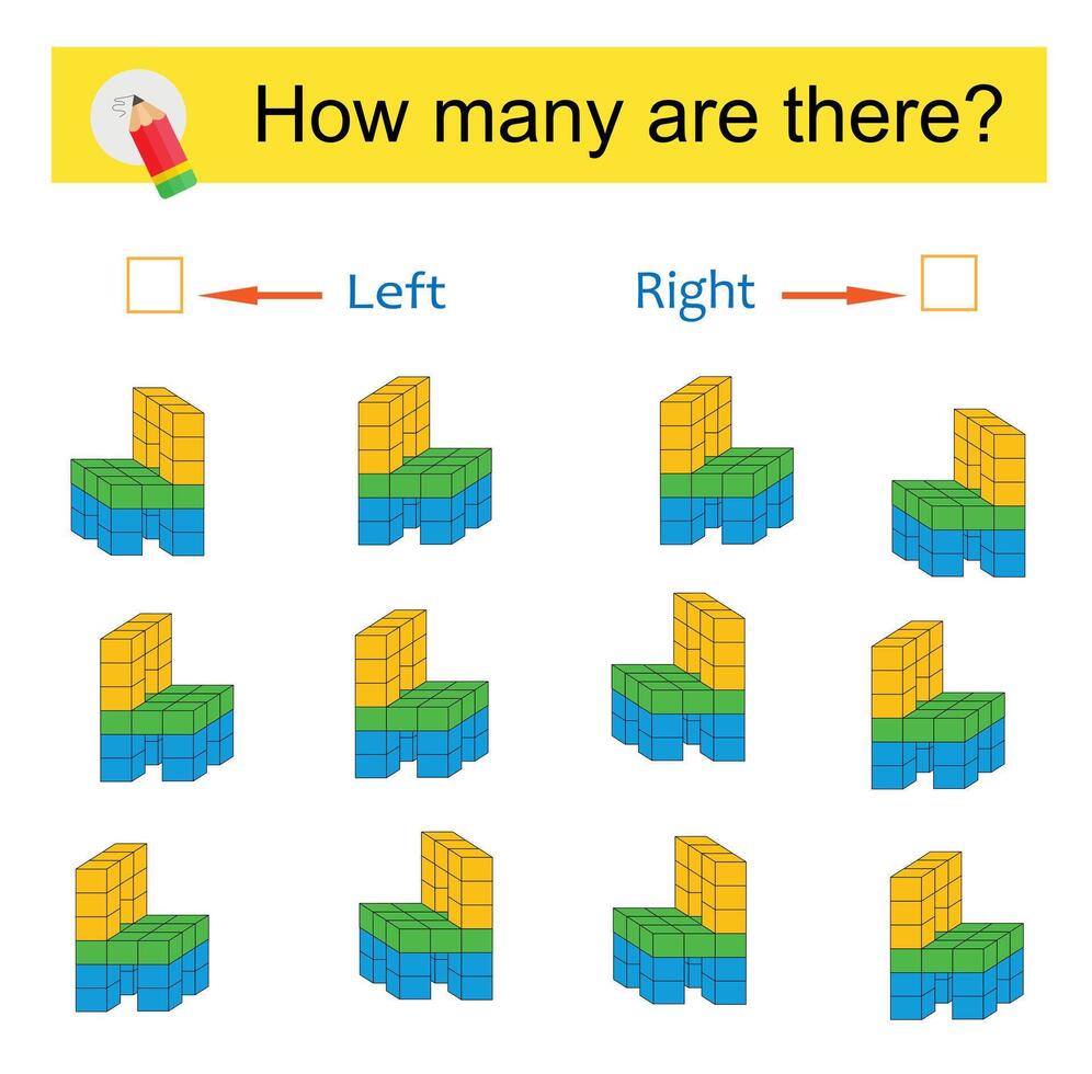 Math activity for kids. Developing numeracy skills. illustration of the chair. vector