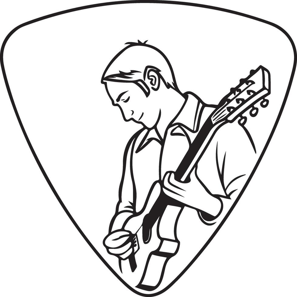 Artistic Design Featuring Girl Playing Guitar in Silhouette vector
