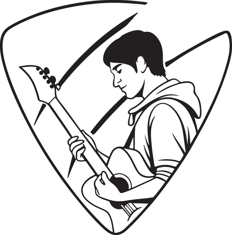 Captivating Girl Playing Guitar Silhouette for Artistic Use vector