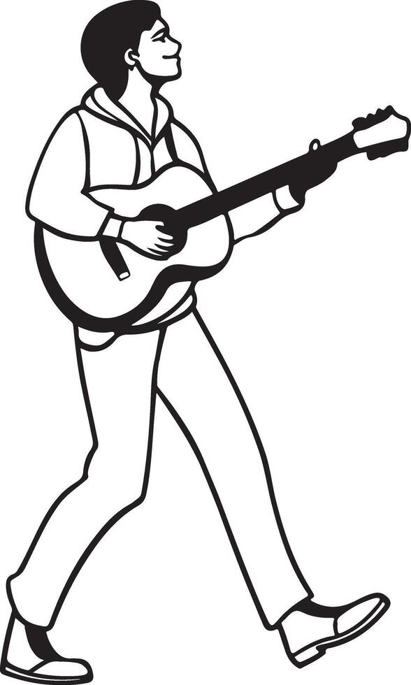 Beautiful Girl Playing Guitar Silhouette Art for Creative Projects vector