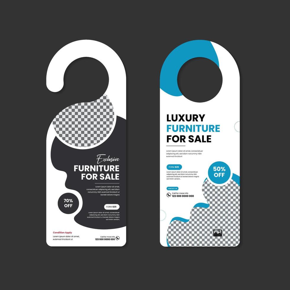 Dream home furniture door hanger design template with two color variations vector
