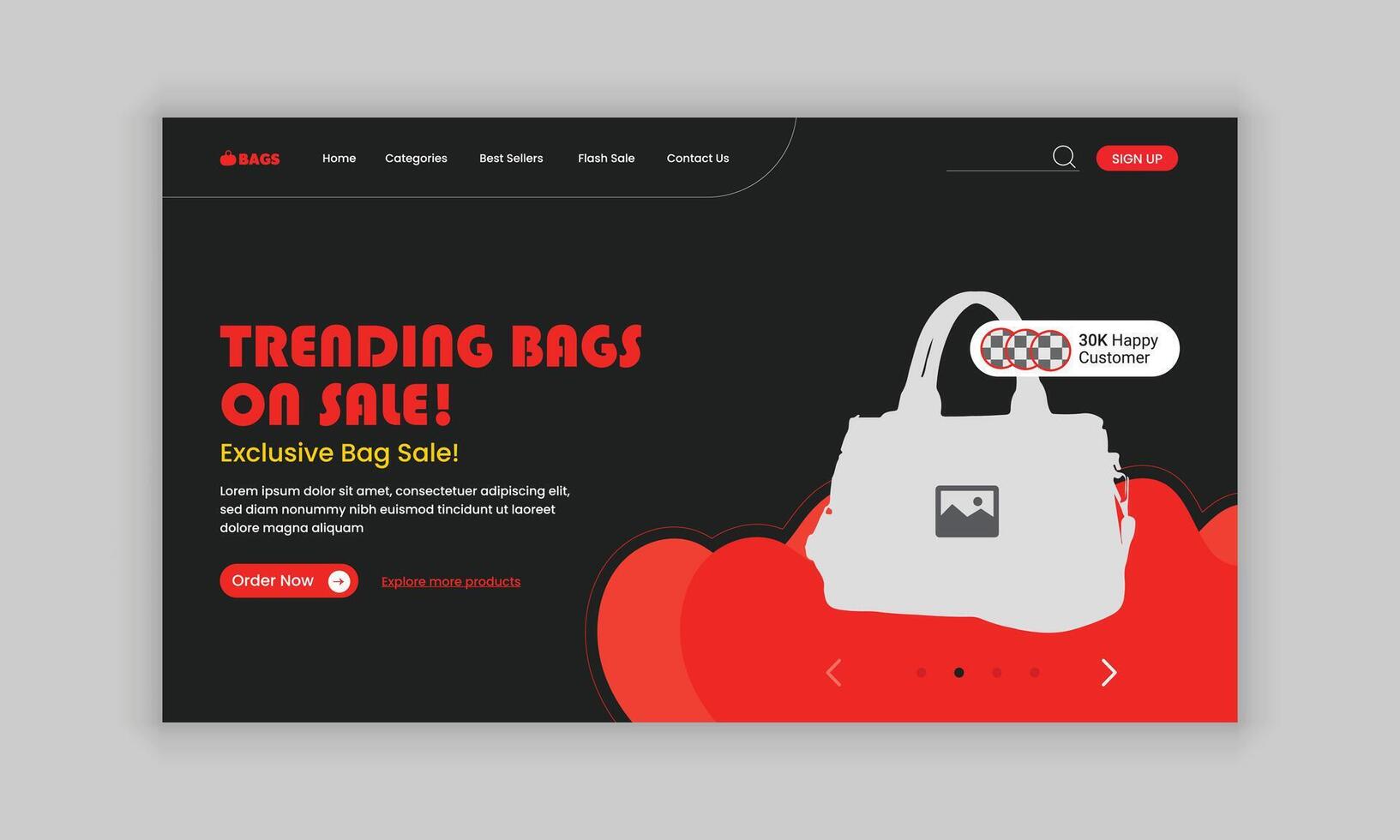 Home page web banner design for ladies bag sales vector
