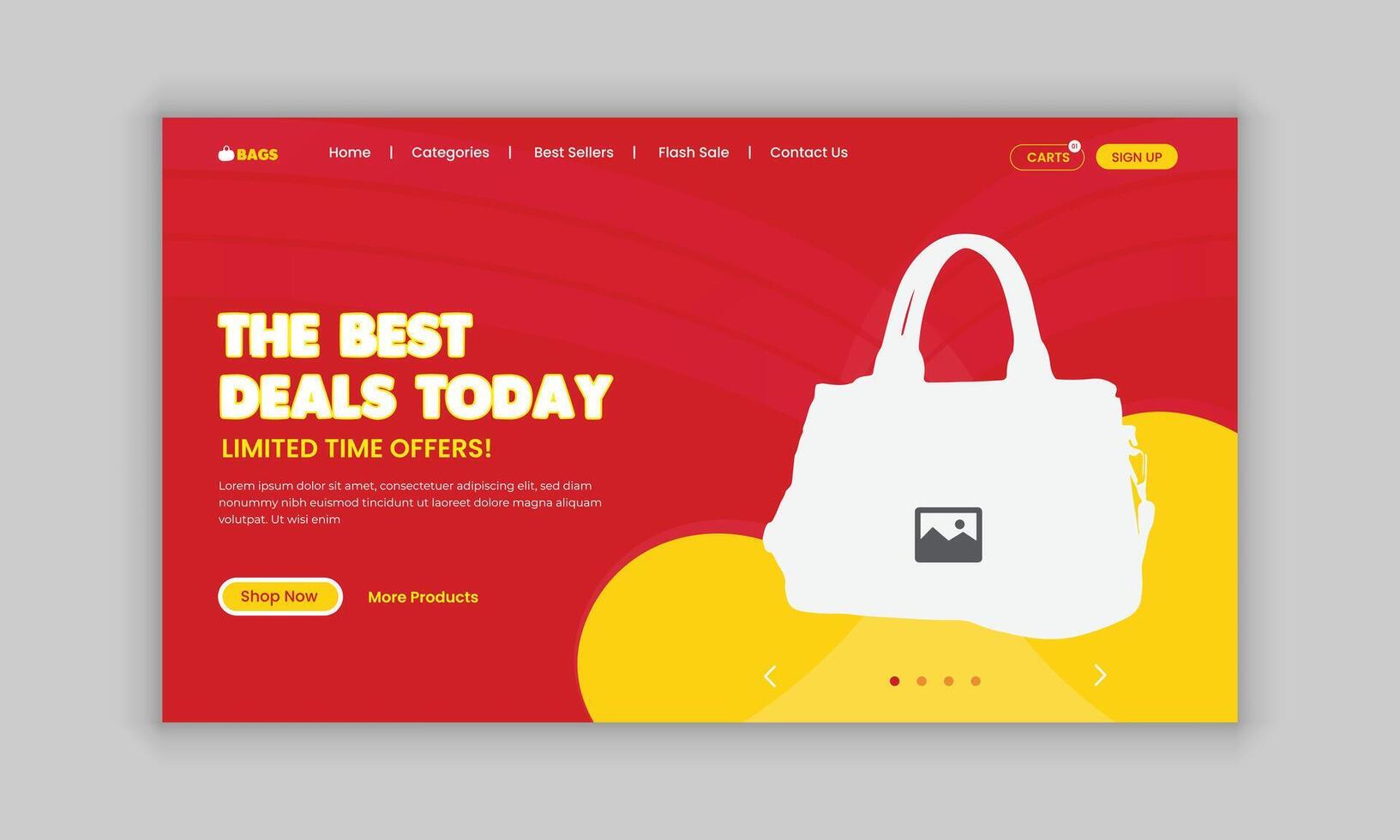 Exclusive bag sale marketing web banner design and black Friday sale landing page banner design vector
