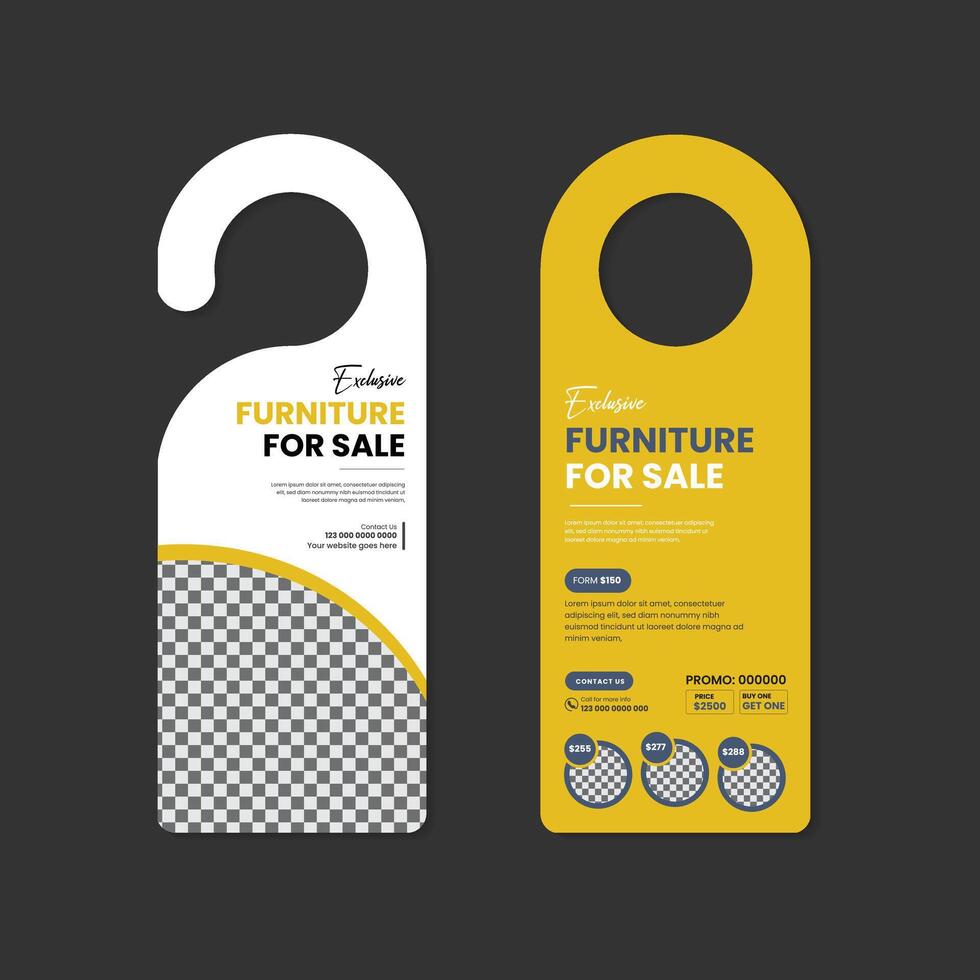 Elegant furniture sale door hanger design template with two color variations vector