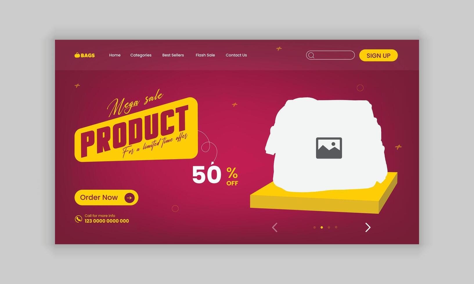Fashion bag sale landing page user interface design template vector