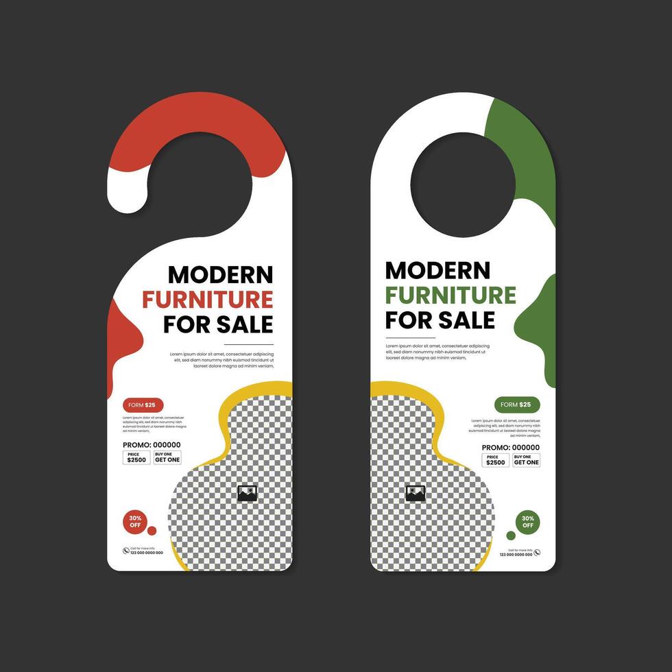 Stylish Collection furniture Sale door hanger design template with two color variations vector