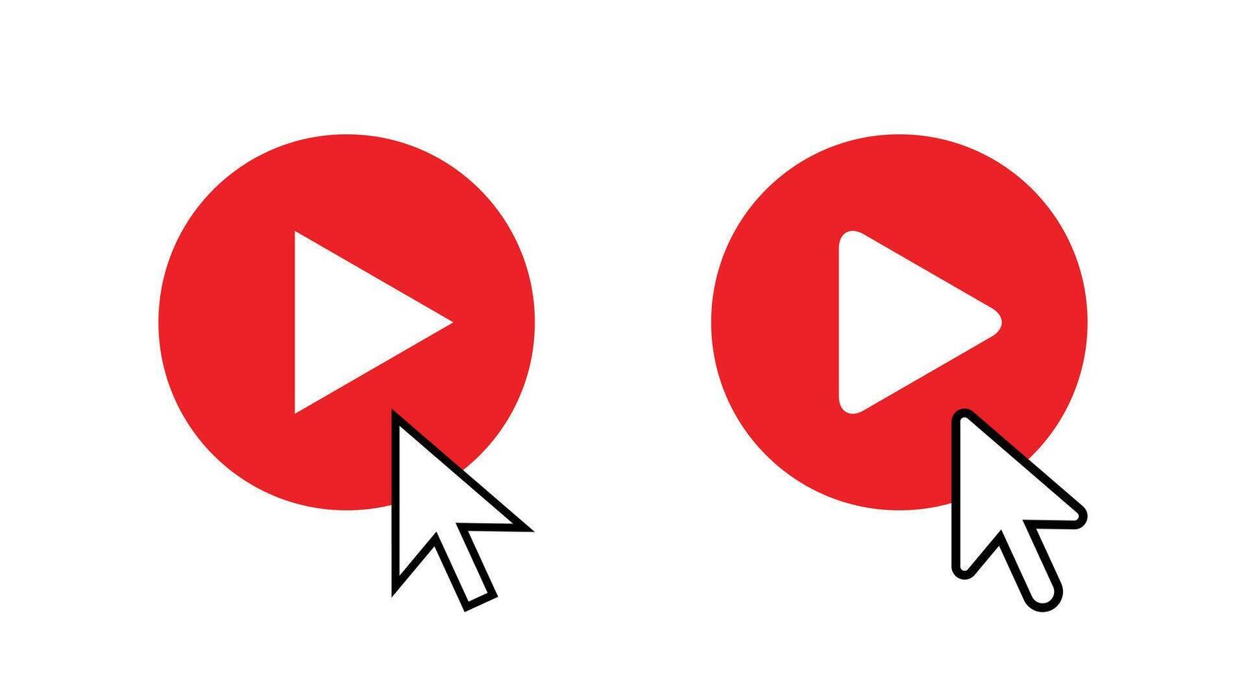 Play button click cursor icon. Streaming ui concept vector