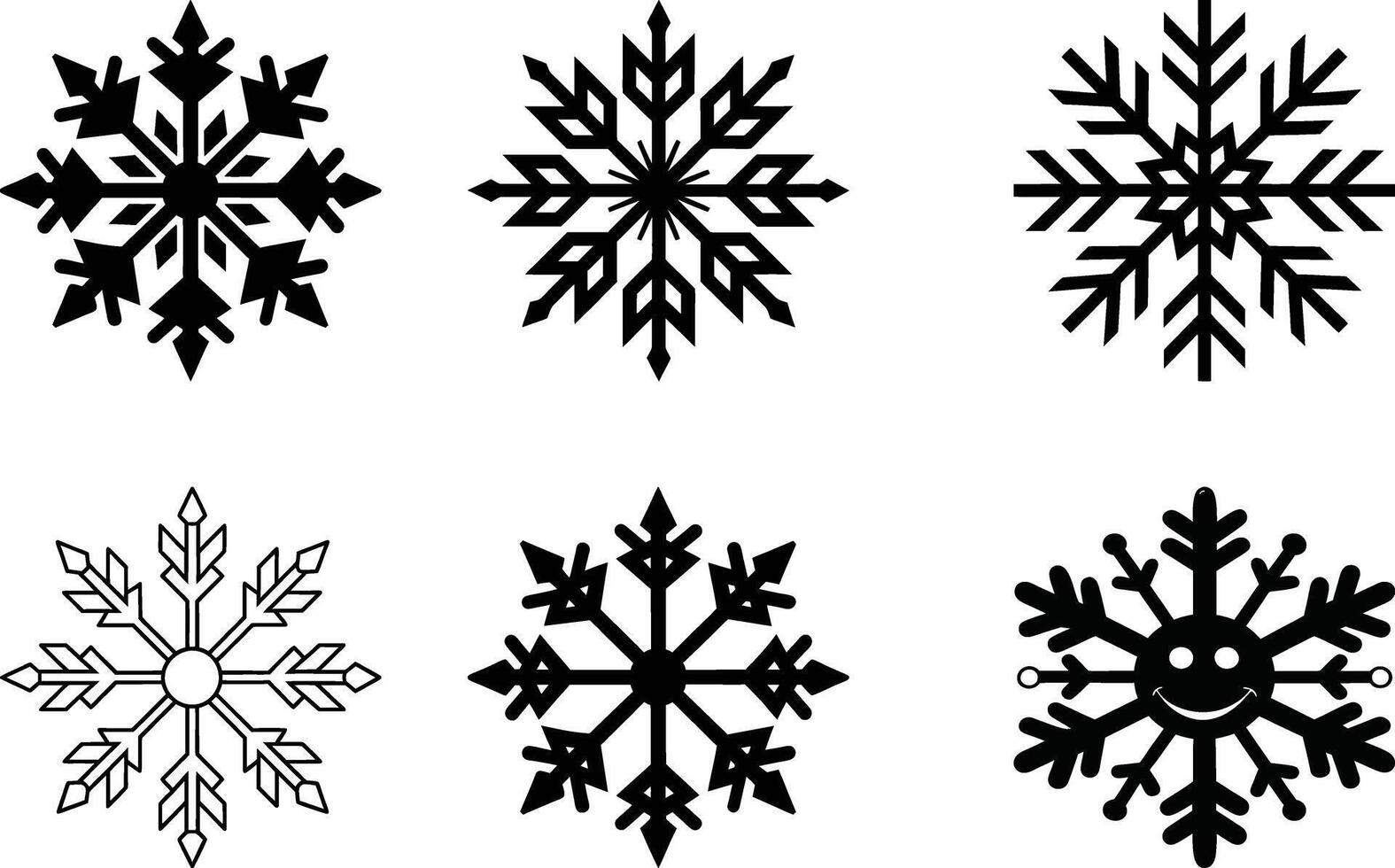 Distinctive Snowflake Icon set collection, Ideal for the Winter Season.Inscriptions Set of Artwork for Printing, Packaging, and Decoration. vector