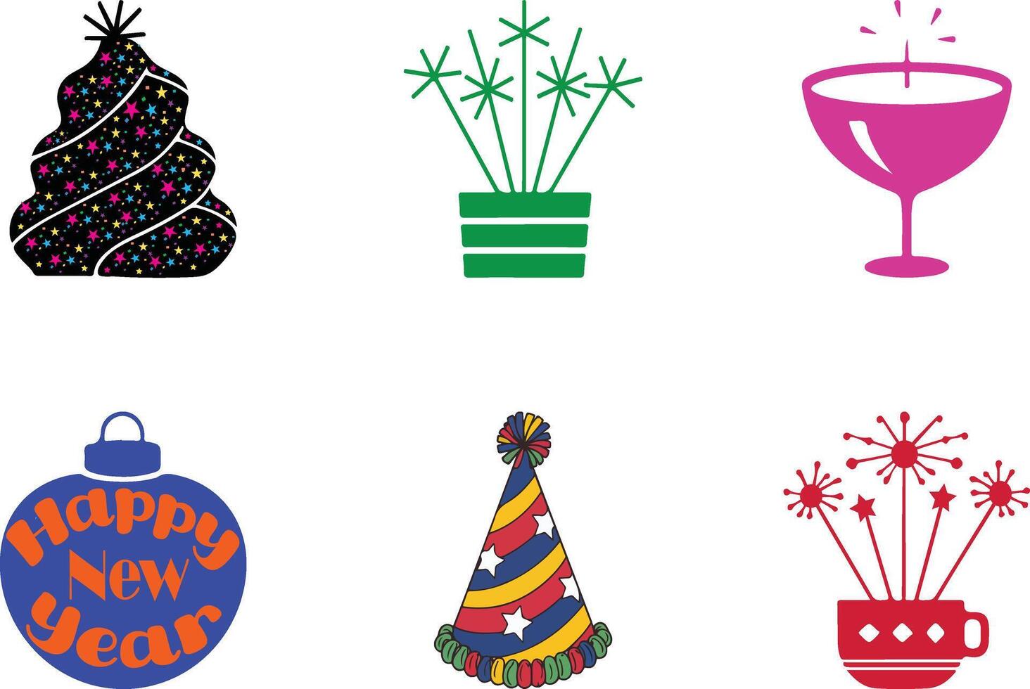 Holiday Decorations, Festive New Year Party Art vector