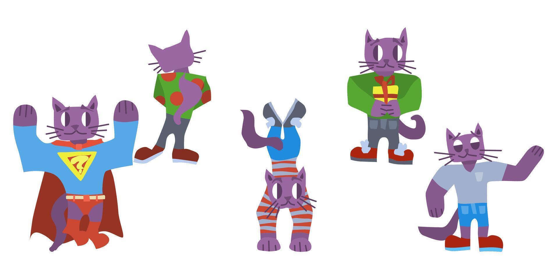great characters purple cats children drawings new vector