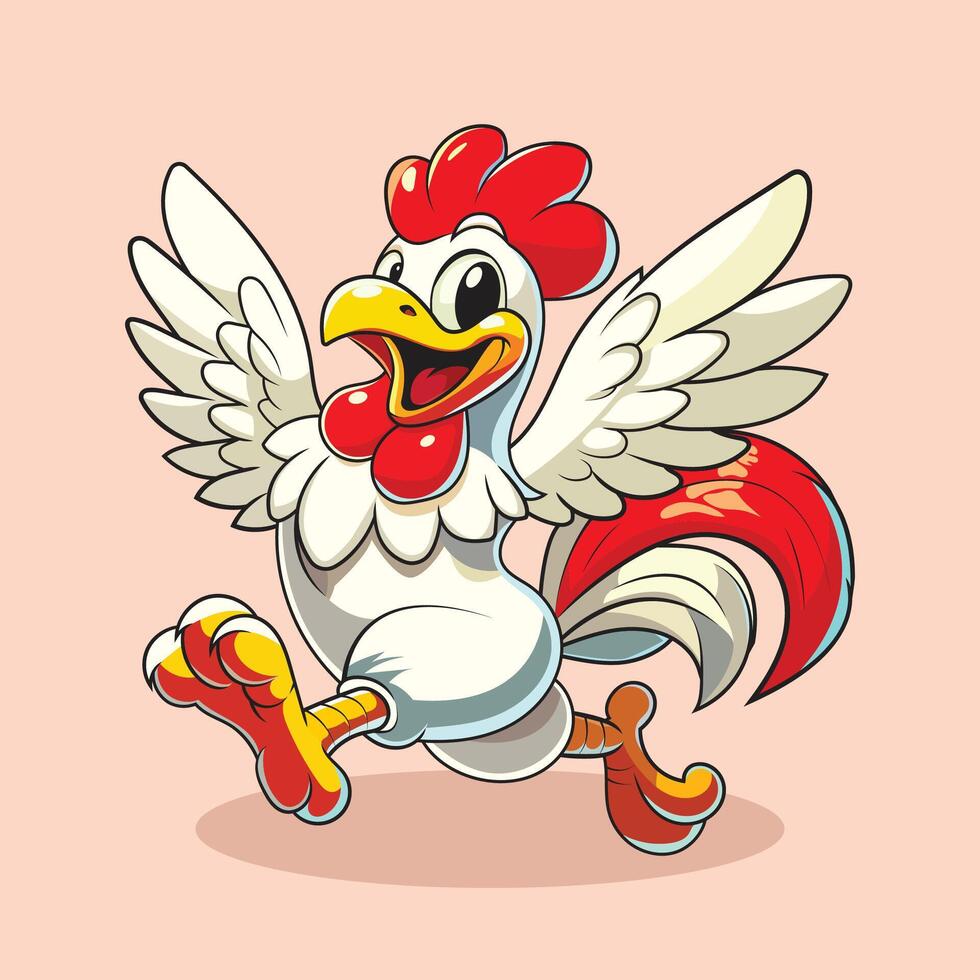 Cute Cartoon Rooster Graphic Farm Animal Design in Vibrant Colors vector