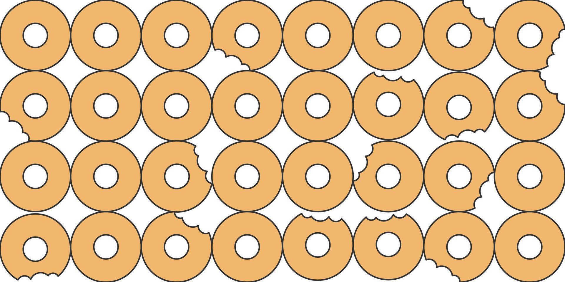 Pattern Sweet Donuts Bakery Cartoon Flat Illustration vector