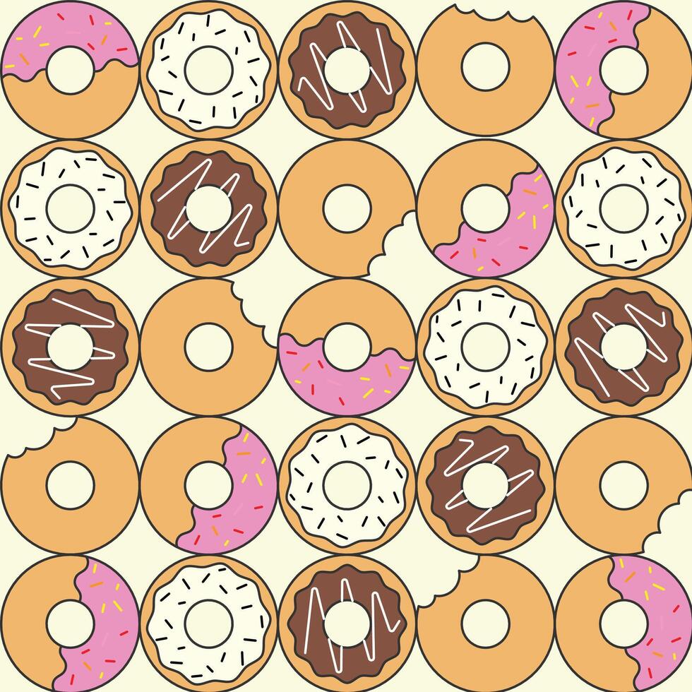 Colorful donuts sweet pattern Background. Food flat illustration design. vector