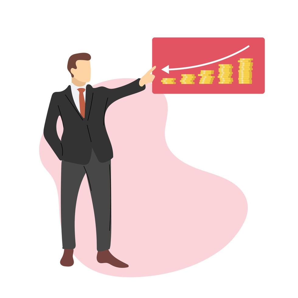 Modern flat design businessman working. Trendy style illustration vector