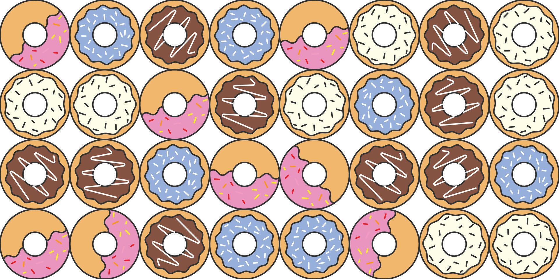 Donuts sweet pattern. Colorful background wallpaper. illustration vector