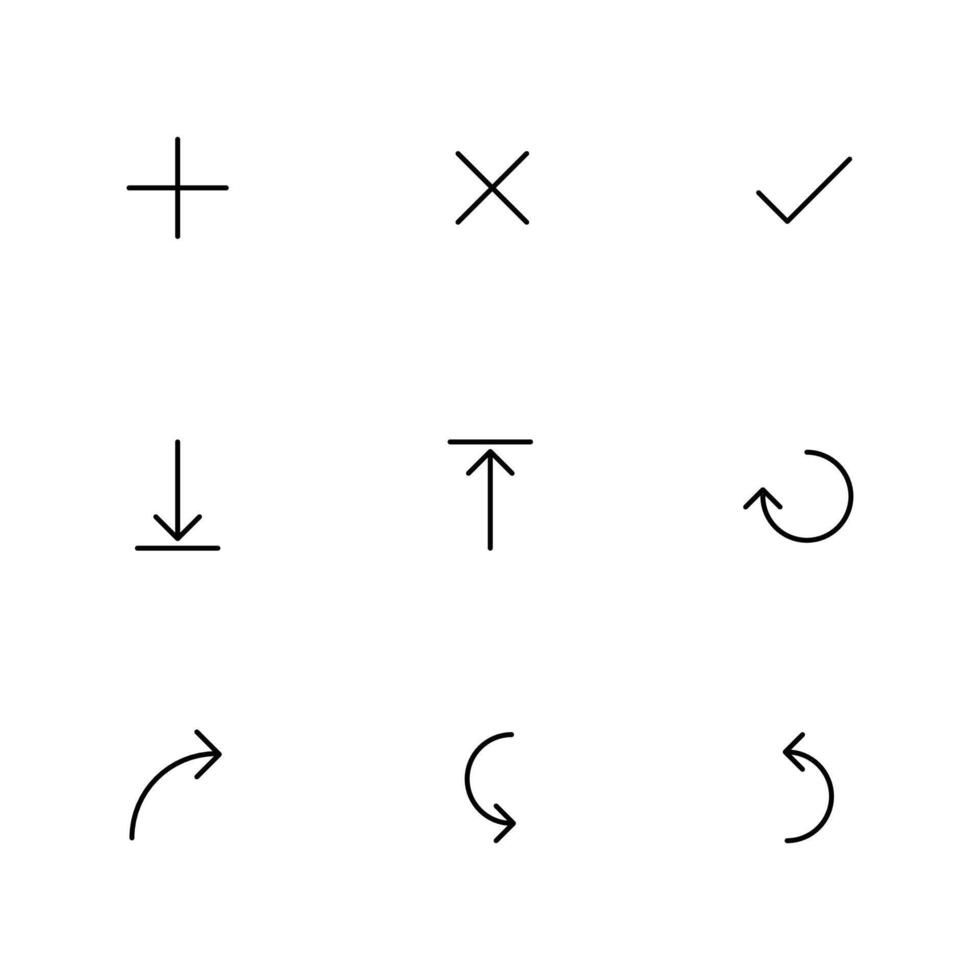 Basic user interface thin line icon set design. Web icons. vector