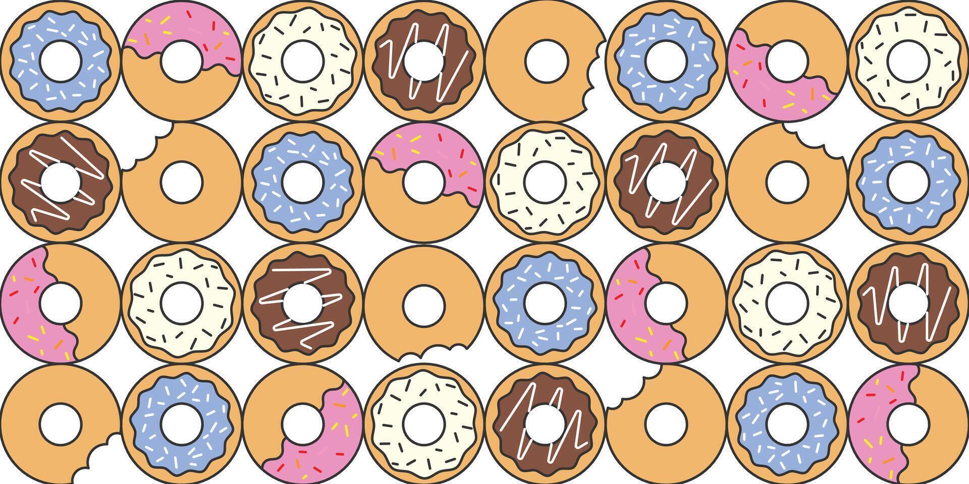 Sweet donuts colorful cartoon graphic elements and illustrations. design vector