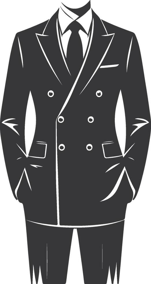 Utility Satin Double-Breasted Suit Illustration vector